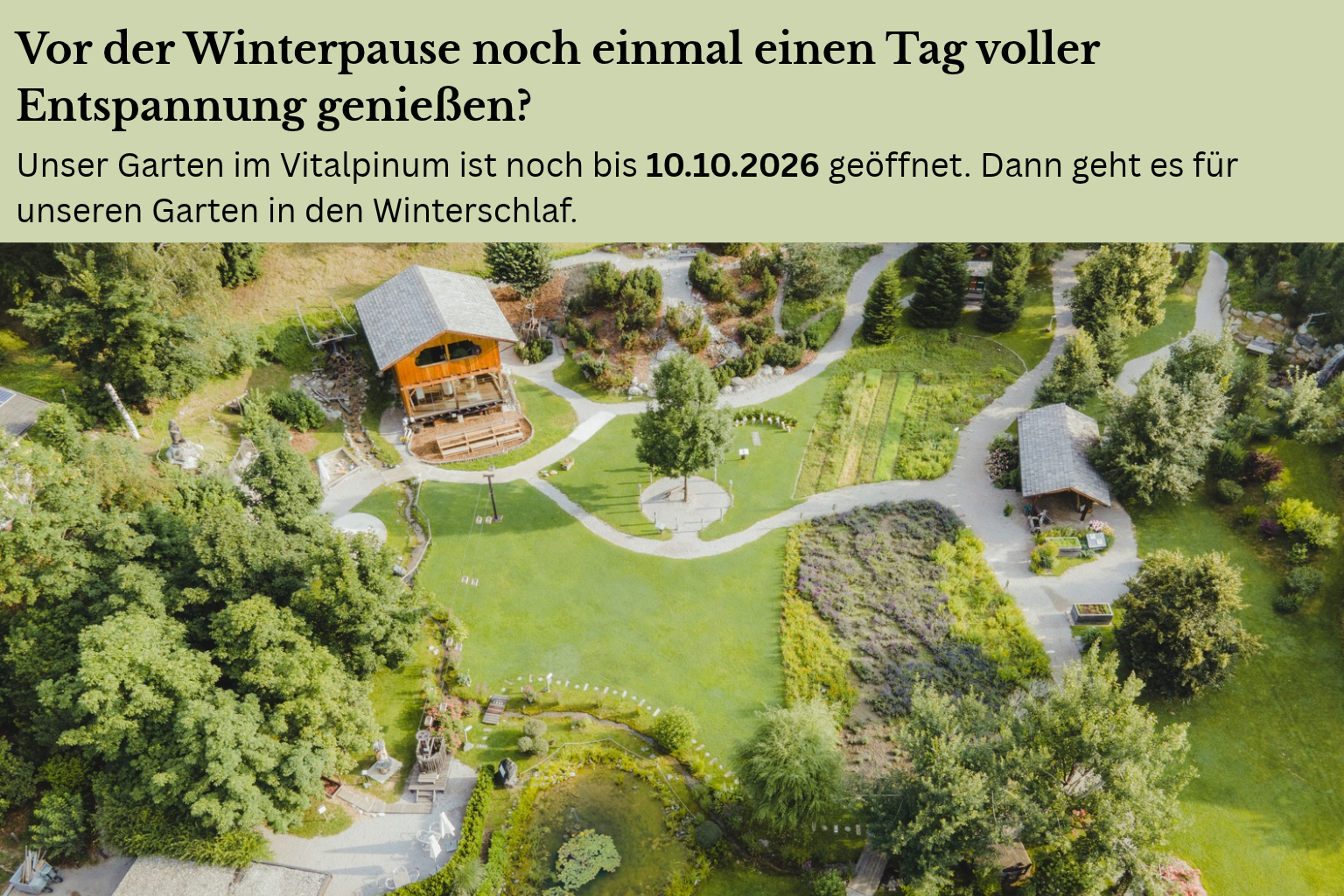 Gartenschließung 10.10.2026